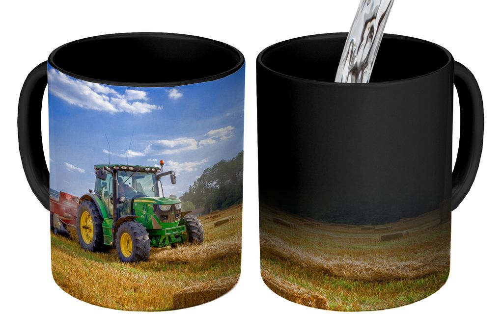 KitchenYeah Zauber Tasse Zaubertasse Magic Traktor - Bauernhof - Heu - Feld - Sonne - Landleben 350 ml Farbwechsel Becher Geschenk Geschenkidee -...