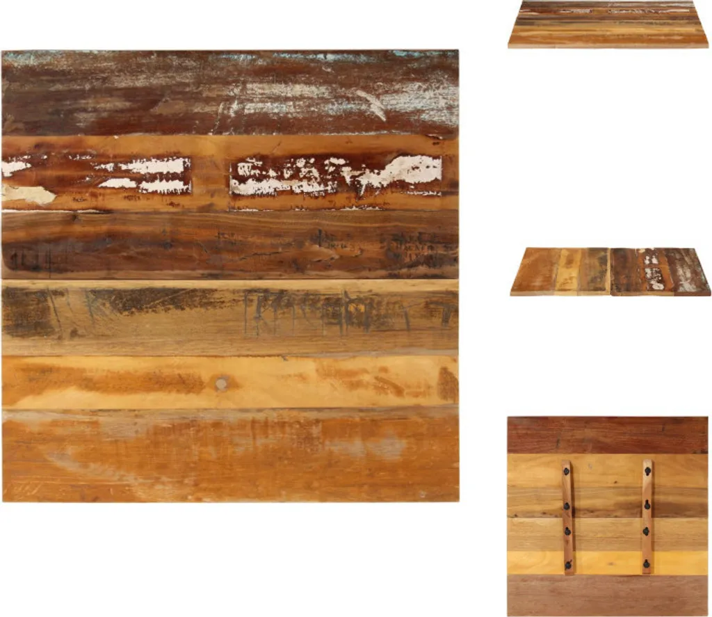 vidaXL Piano da tavolo quadrato 70x70 cm 15-16 mm in legno massello di recupero - Piani da tavolo