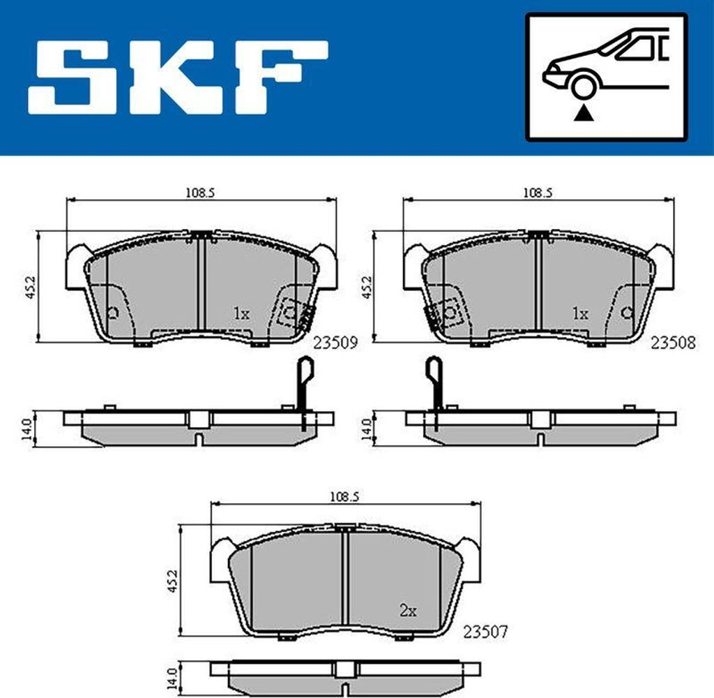 SKF VKBP 80275 A Bremsbelagsatz, Scheibenbremse OE 04465B1050 kompatibel mit Mitsh I, Pixo