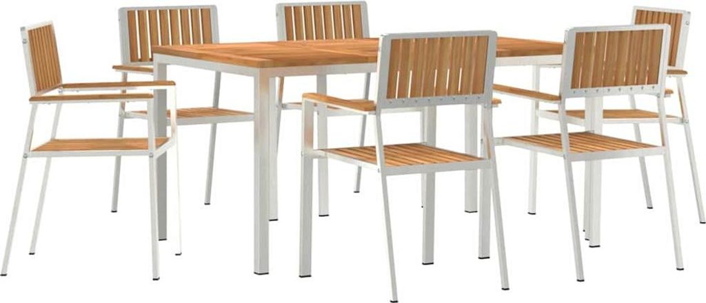 vidaXL Outdoortisch-Set 7 pcs Braun Massivholz Teak
