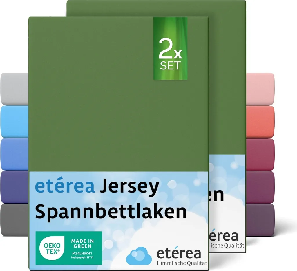 etérea Lenzuola Jersey 100% Cotone Cactus 2 Pezzi 140/160x200 cm