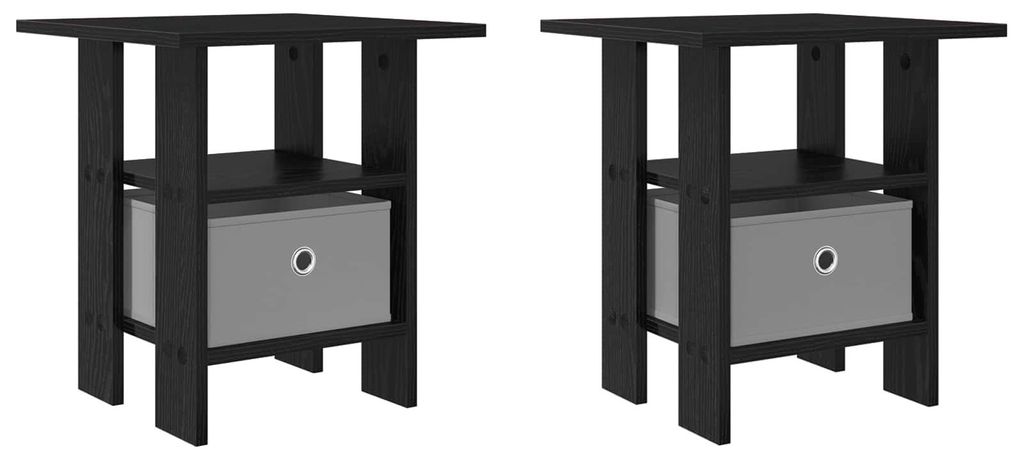 Nachttisch 2 pcs Schwarz Eichen-Optik 41 x 40 x 45 cm