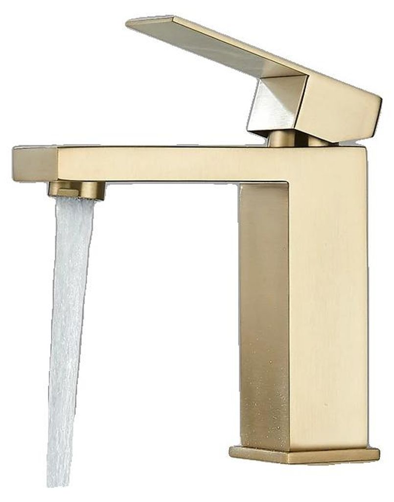 Waschtischarmatur, langlebige Messingkonstruktion, zeitgemäßes Design, S Gebürstetes Gold
