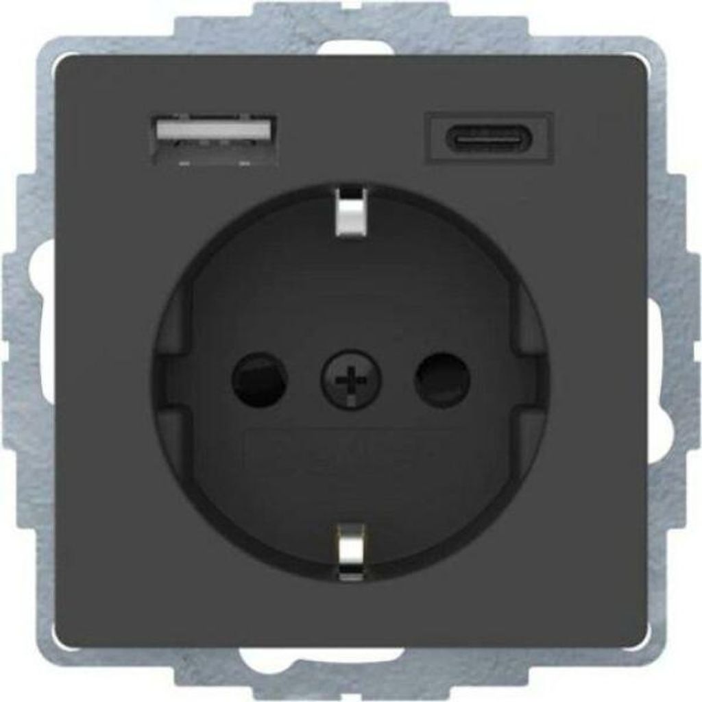 Zásuvka SCHUKO/USB anth samet, lakovaná - Ochranný kontakt Obrázek produktu 