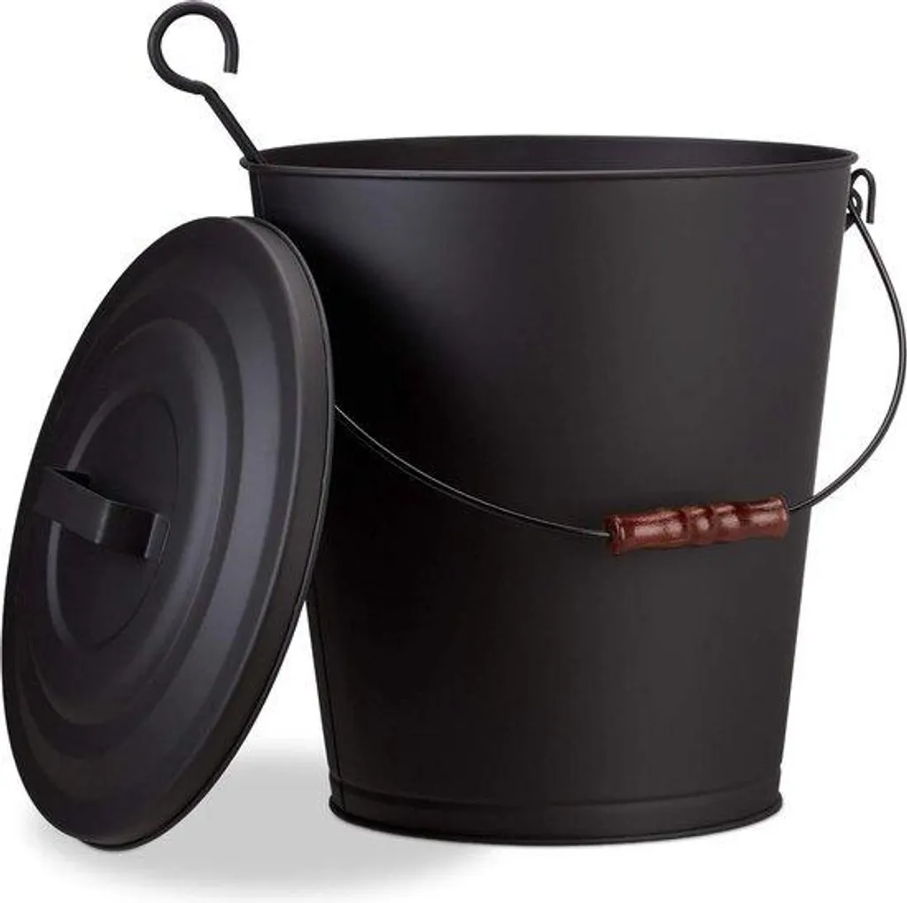 Seau de chantier 24L en acier noir idéal pour puits, jardin et travaux