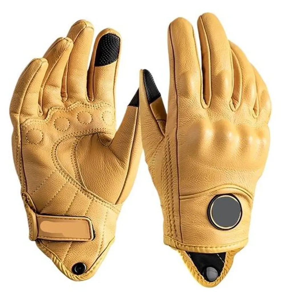 Gants de moto vintage pour smartphone - Cuir souple idéal ville et route