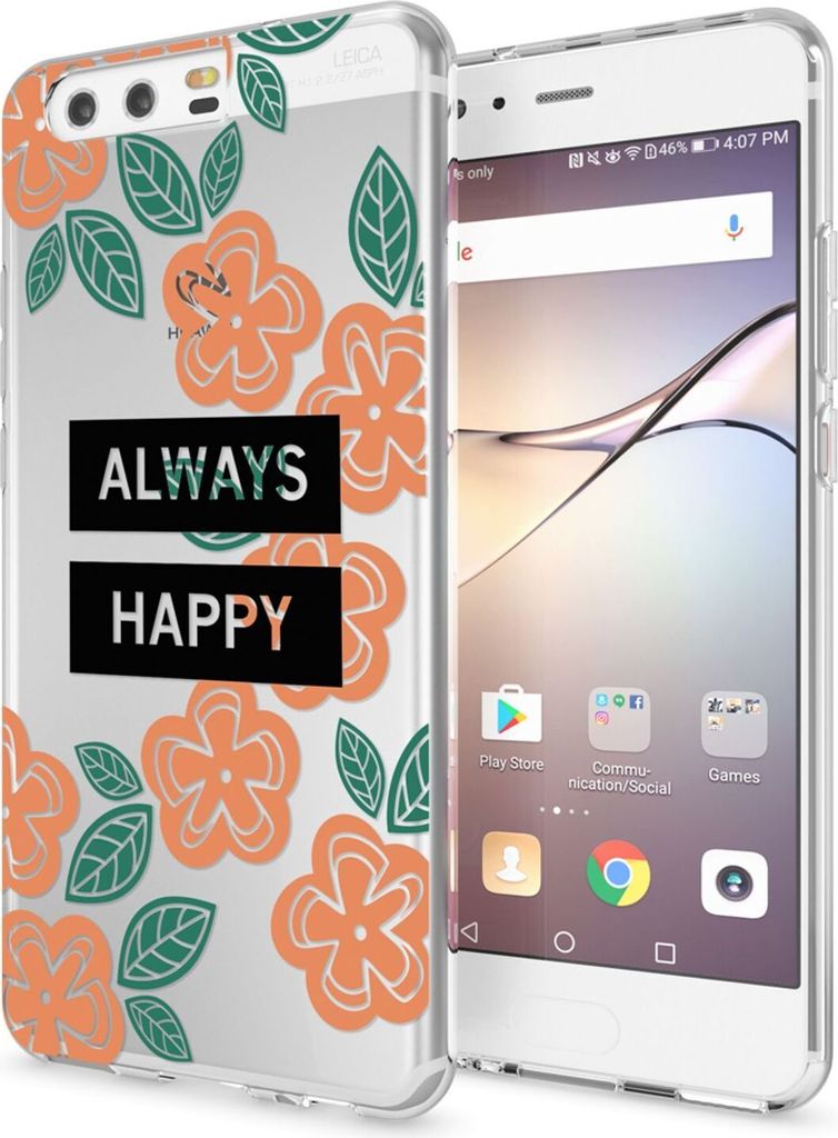 Huawei P10 Hülle Handyhülle von NALIA, Slim Silikon Motiv Case Cover Schutzhülle Always Happy