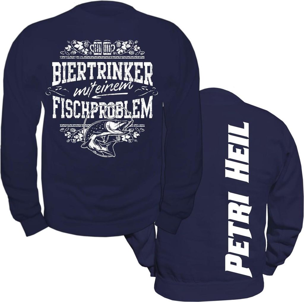 Herren Sweatshirt Biertrinker mit einem Fischproblem