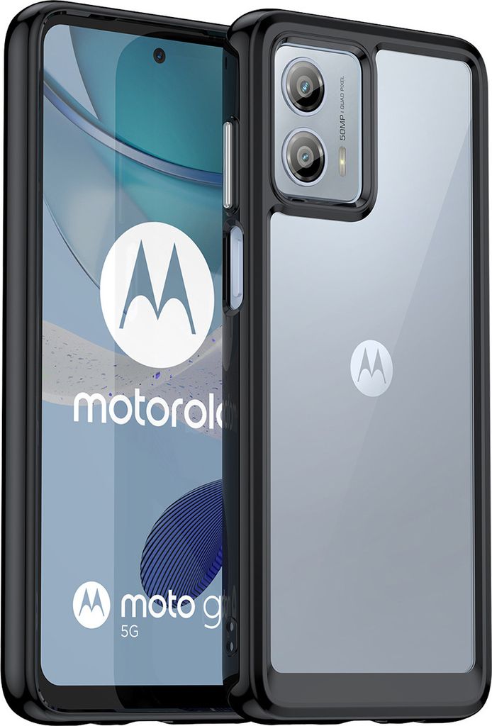 Moto G53 Hülle, Klar Rückseite Stoßfeste TPU Silikon Bumper Schutzhülle für Motorola Moto G53 Schwarz