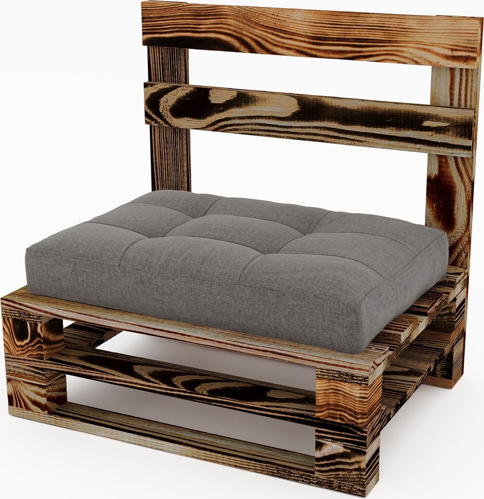 Lermowood Palettenmöbel Mpe Bank 60 x 60 cm Geflammt | Europaletten Indoor und Outdoor Lounge Gartenmöbel Holz Gartenmöbel Set Lounge Möbel Ter...