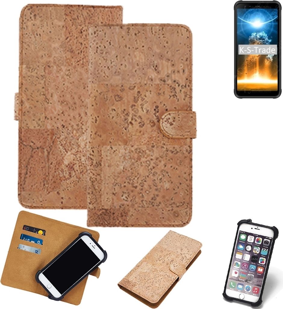 K-S-Trade Hülle kompatibel mit Blackview BV6300 Pro Kork Handyhülle Cover Schutzhülle TPU Case Bumper in Hellbraun, (1x)