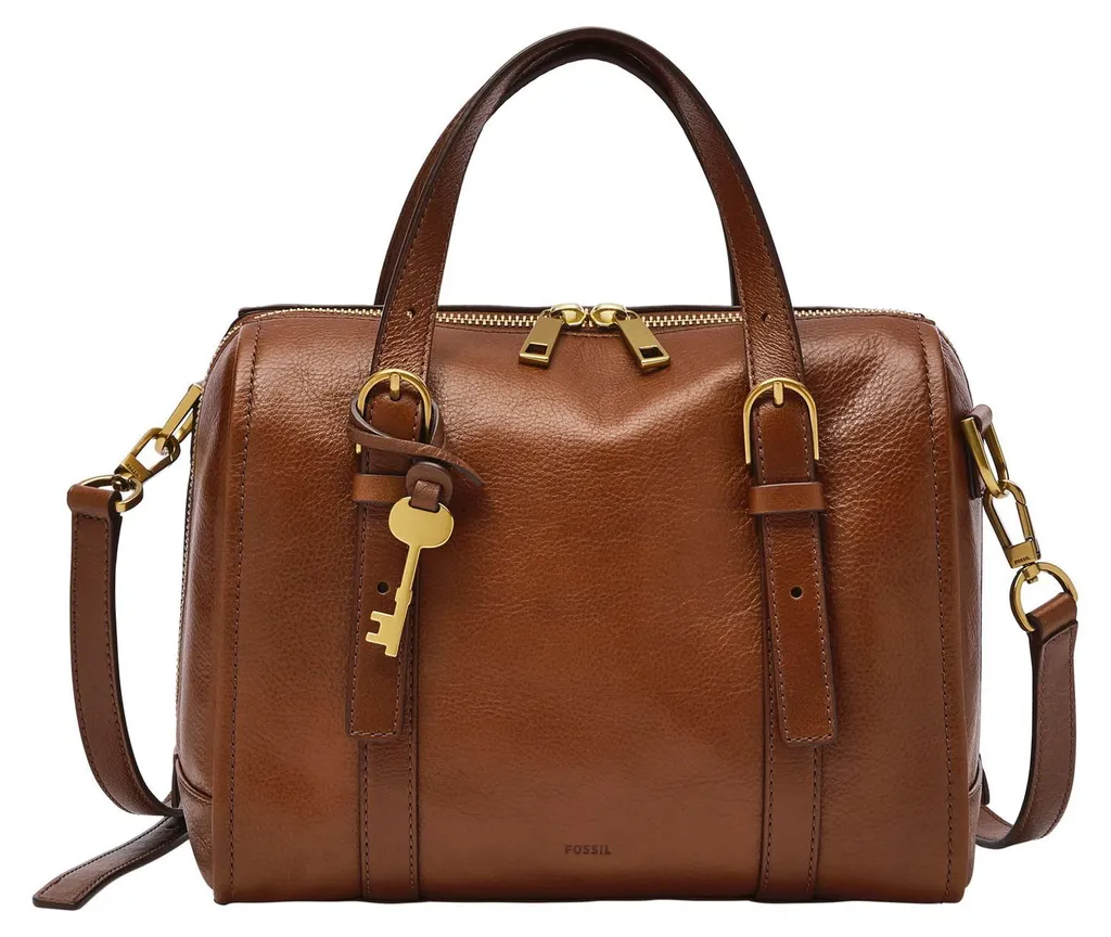 Sac à main Fossil Carlie Satchel en cuir marron avec bandoulière réglable