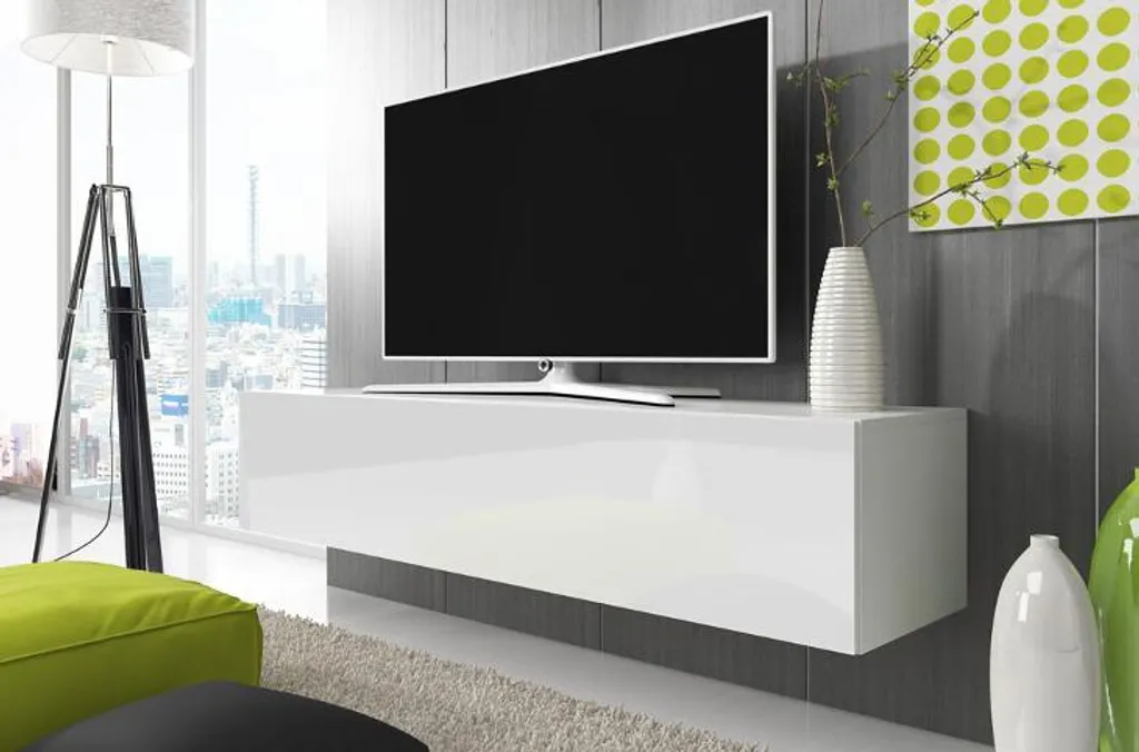 Tavolino per TV LODI - larghezza 100 cm, bianco