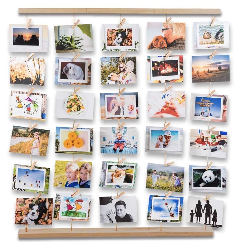 Bilderrahmen für Collagen, Bilderrahmen für Fotowände, Rahmen für Fotocollagen, Fotos für Collagen, hölzerne Bilderrahmen im Wäscheleinen-Stil