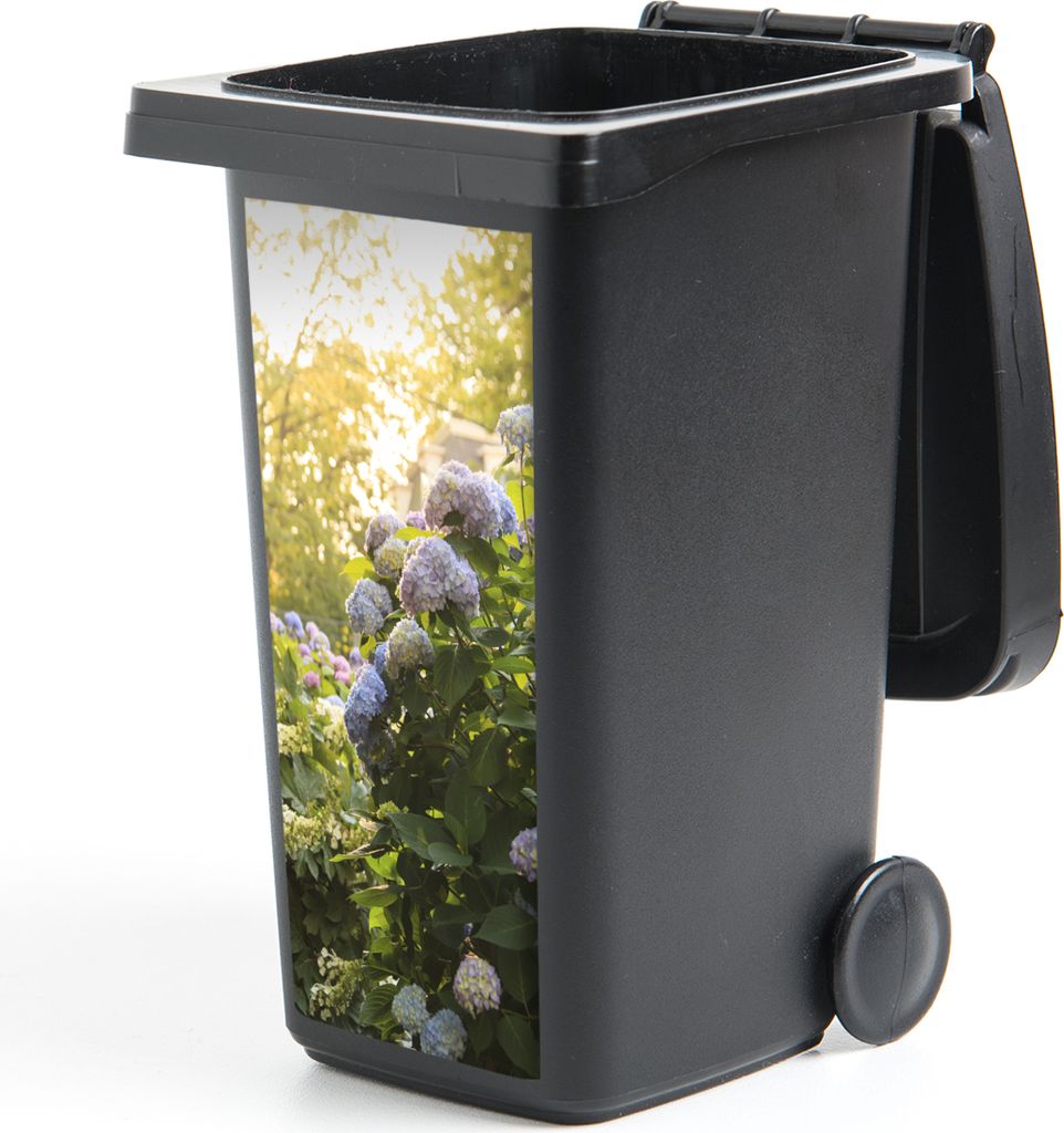 MuchoWow Mülltonnenaufkleber Hortensiengarten 38x80 cm - Behälteraufkleber - Mülleimer-Aufkleber - Container-Aufkleber