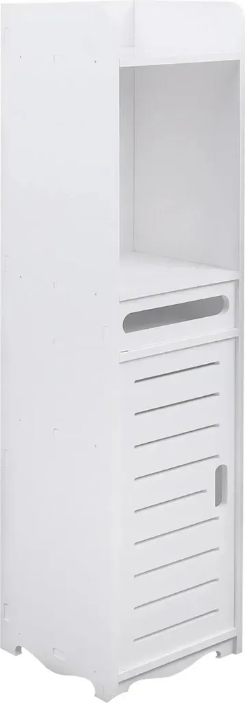 Armoire de toilette blanche en PVC 20x20x80 cm avec étagère modulable