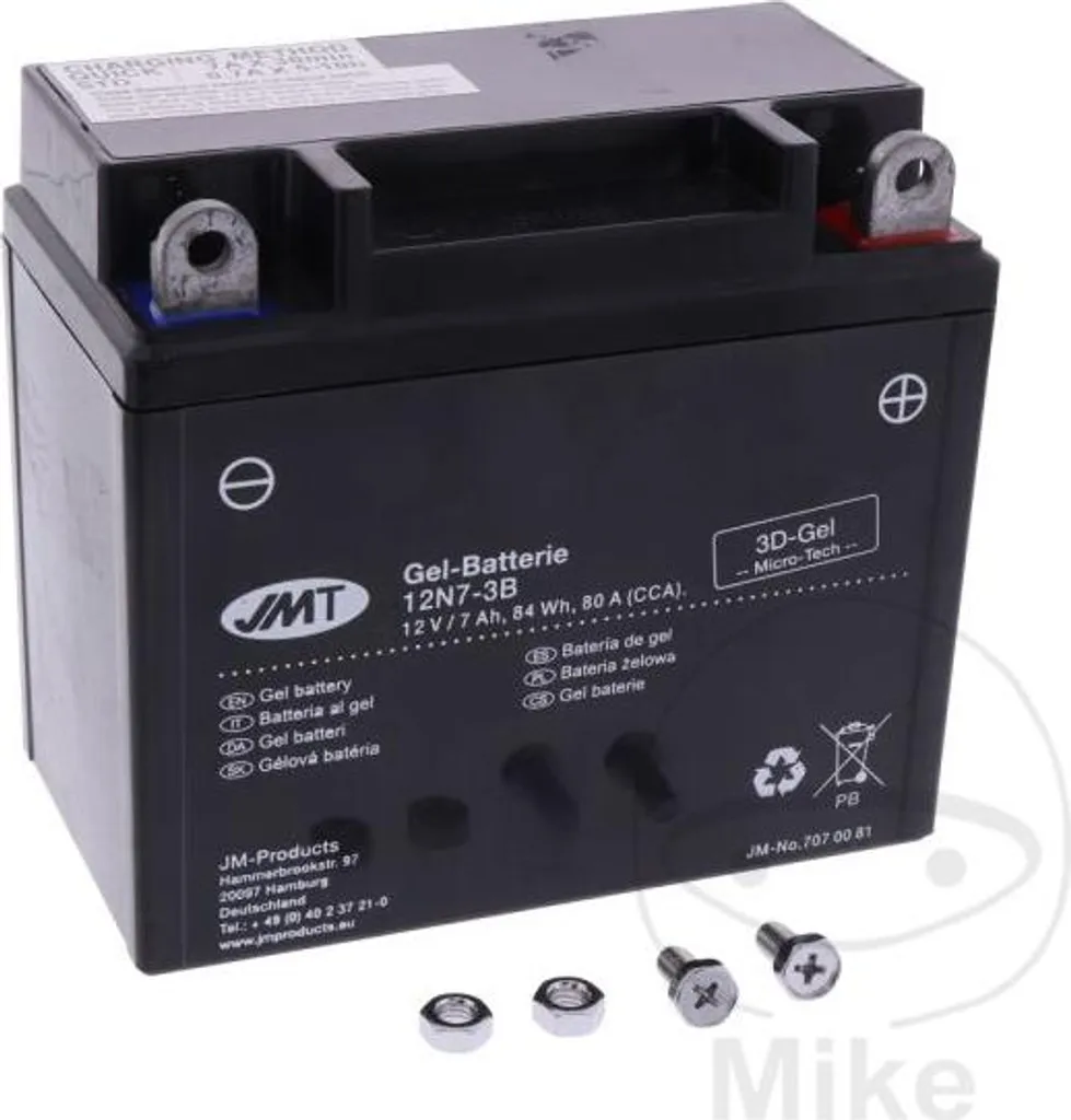Batterie JMT 12N7-3B Gel sans Entretien - Longue Durée pour Moto 12V