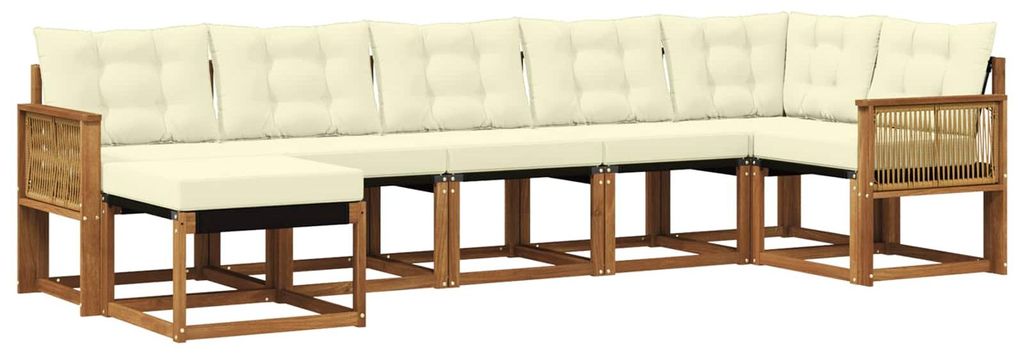 vidaXL Outdoor-Sofagarnitur mit Kissen 7 pcs Natur und Creme