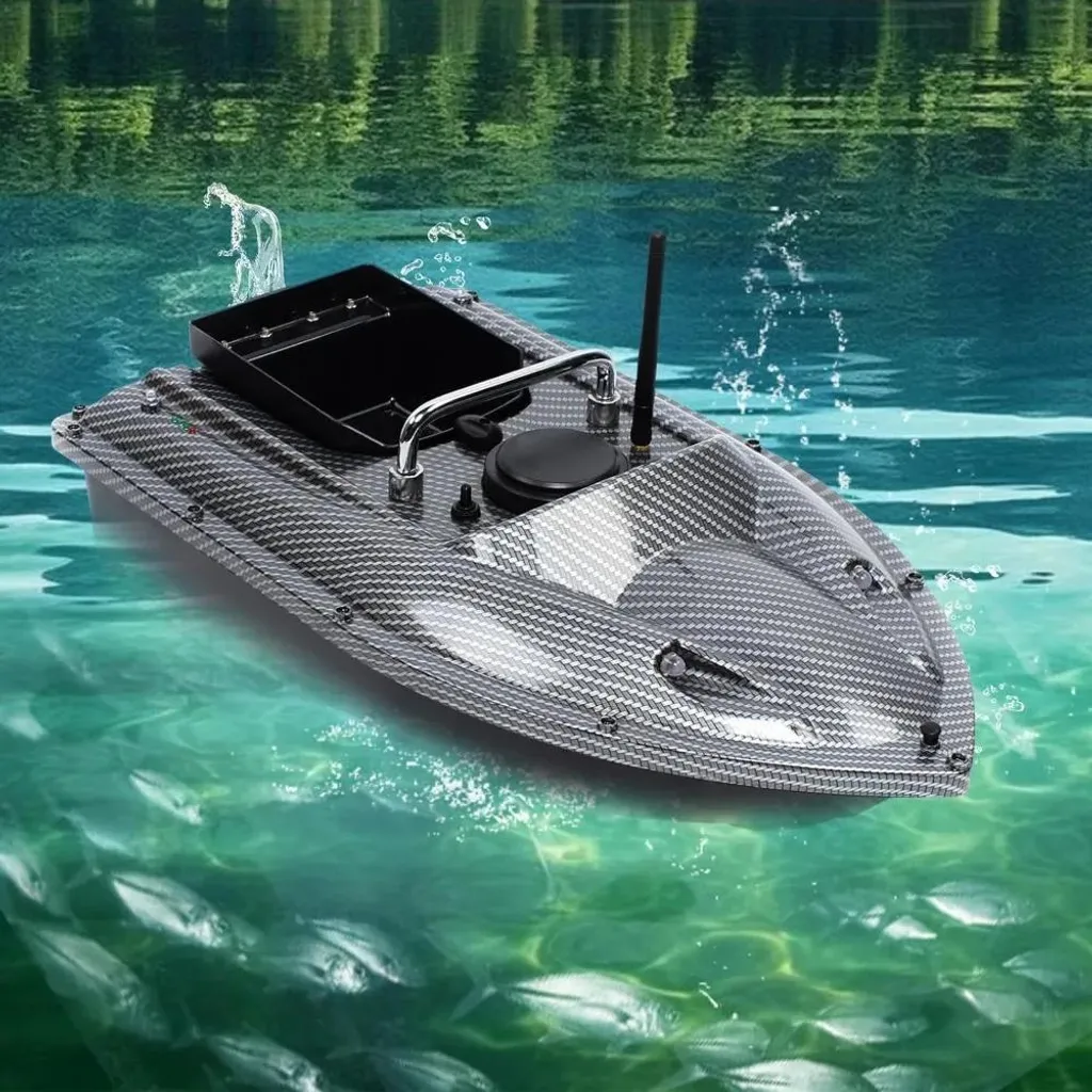 Bateau de pêche télécommandé 500m Noir - Idéal pour carpes et étangs