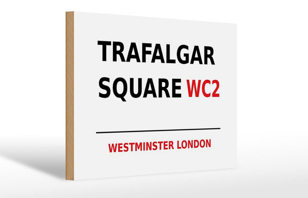 Holzschild London 30x20cm Westminster Trafalgar Square WC2