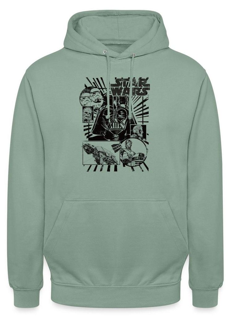 Star Wars Charaktere Darth Vader Chewbacca C3PO Uni Hoodie, 3XL, Graugrün
