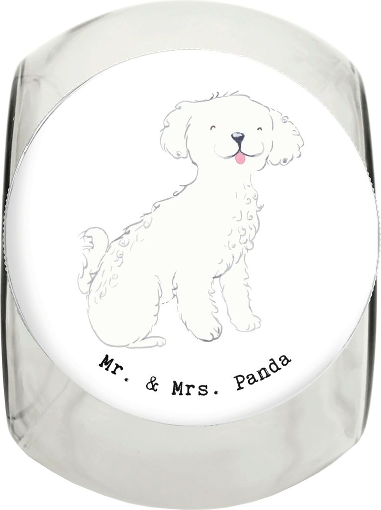 Mr. & Mrs. Panda Dose Bichon Frisé Lebensretter L 870ml - Weiß - Geschenk, Keksdose, schraubglas, Vorratsbehälter, Vorratsglas, glasbehälter