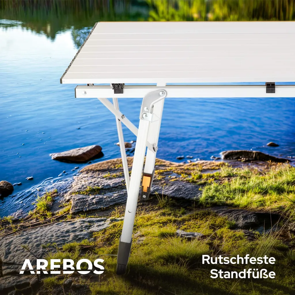 Table de camping ajustable AREBOS structure légère pliable 90x51 cm - 7