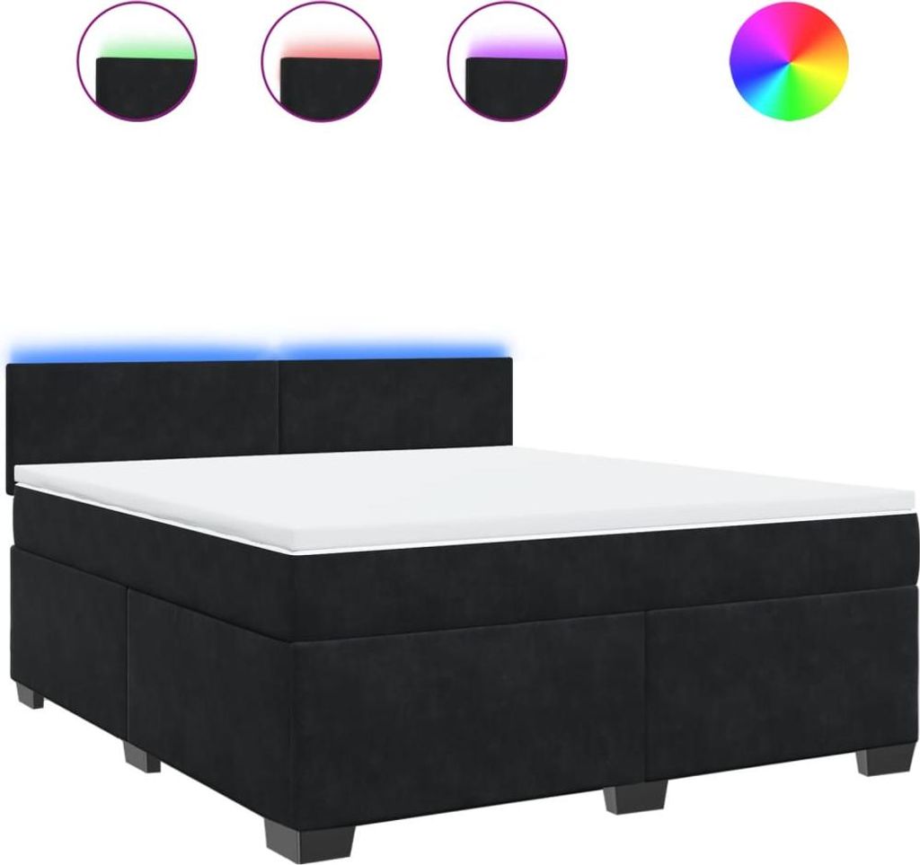 vidaXL Boxspringbett mit Matratze Schwarz 180x200 cm Samt