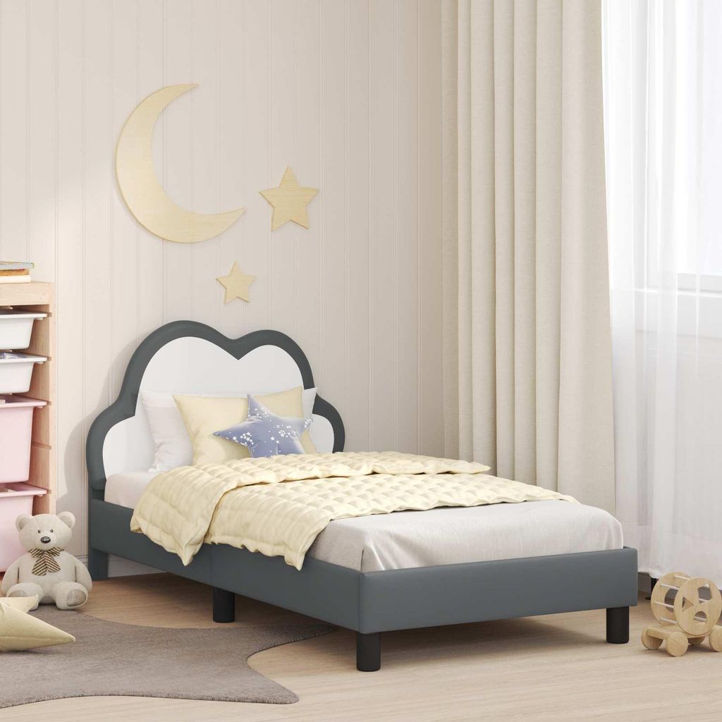 Maison Exclusive - Kinderbettgestell mit Kopfteil Hellgrau 80 x 160 cm PU