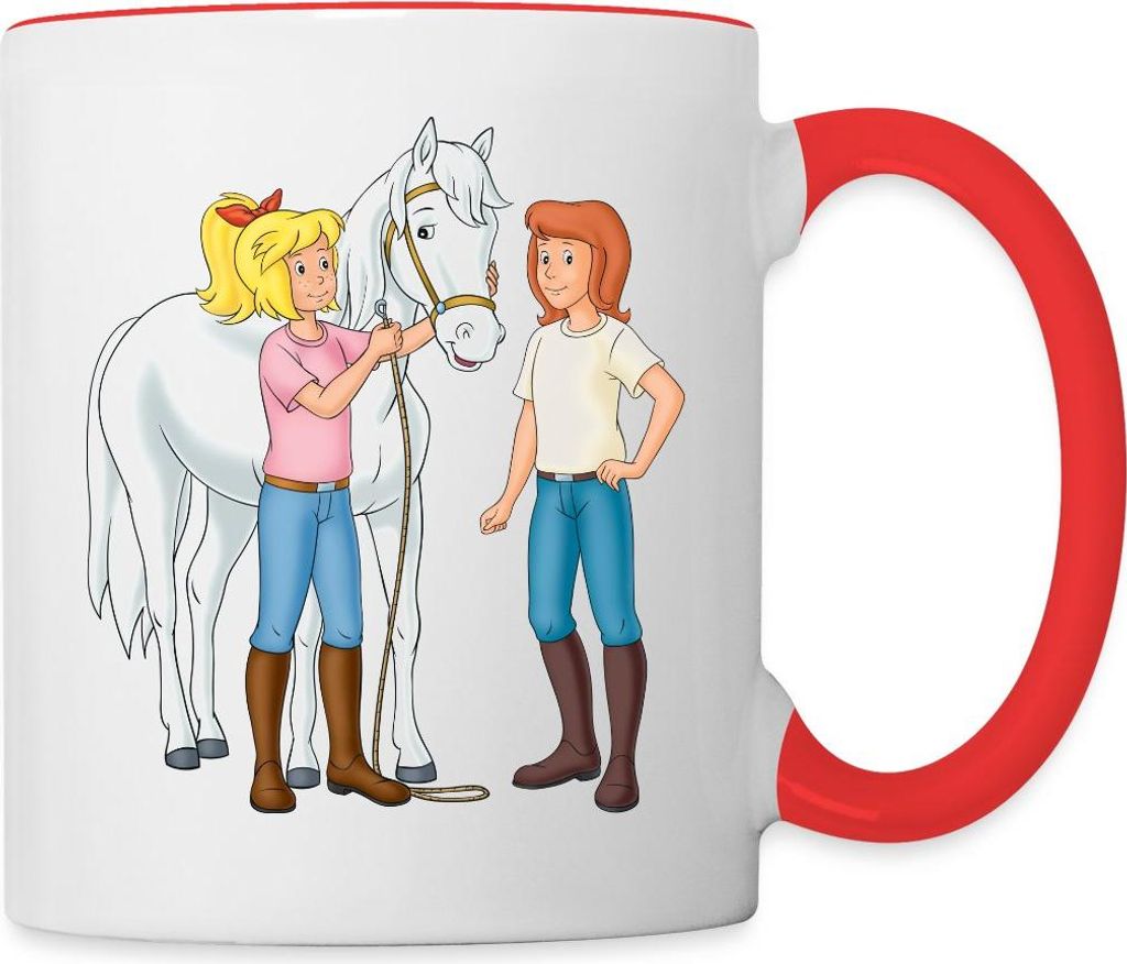 Spreadshirt Bibi Und Tina Kümmern Sich Um Sabrina Tasse Zweifarbig, One size, Weiß/Rot