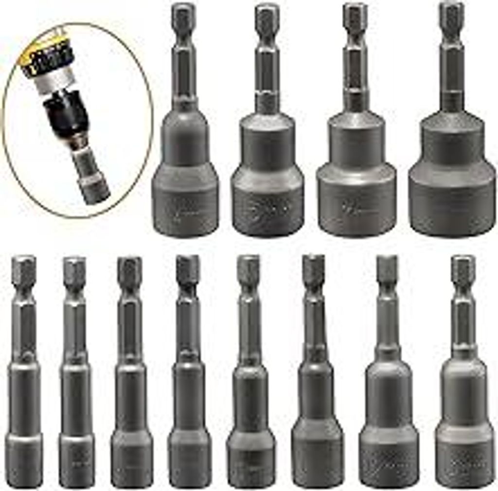 Xpieoyrm 12 Stück Set Magnete Sechskant Stecknuss, 6-19mm Steckschlüsseleinsätze, Socket Nut Adapter Bit Set, Hex Socket Spanner Adapter, Nuss a...