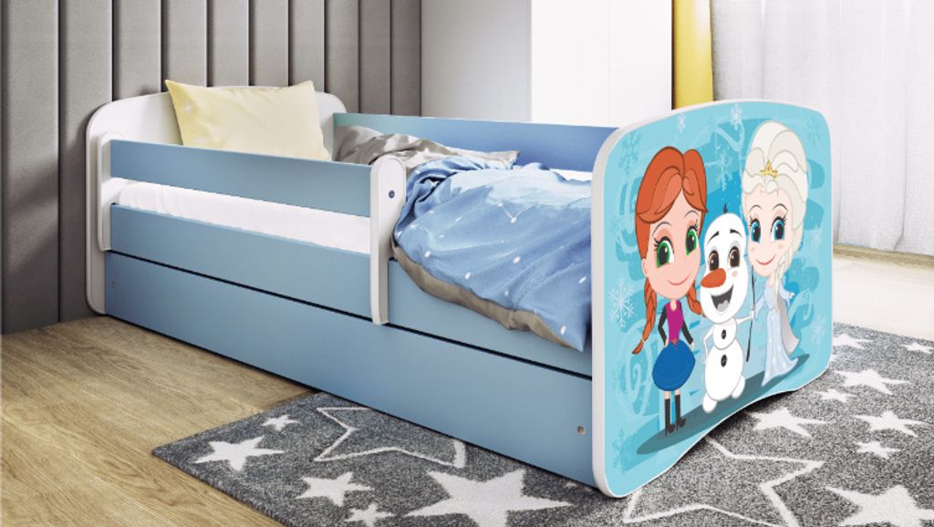 Kinderbett Jugendbett Eisberg 70x140, 80x160, 80x180 cm - Komplettset mit Schublade & Rausfallschutz