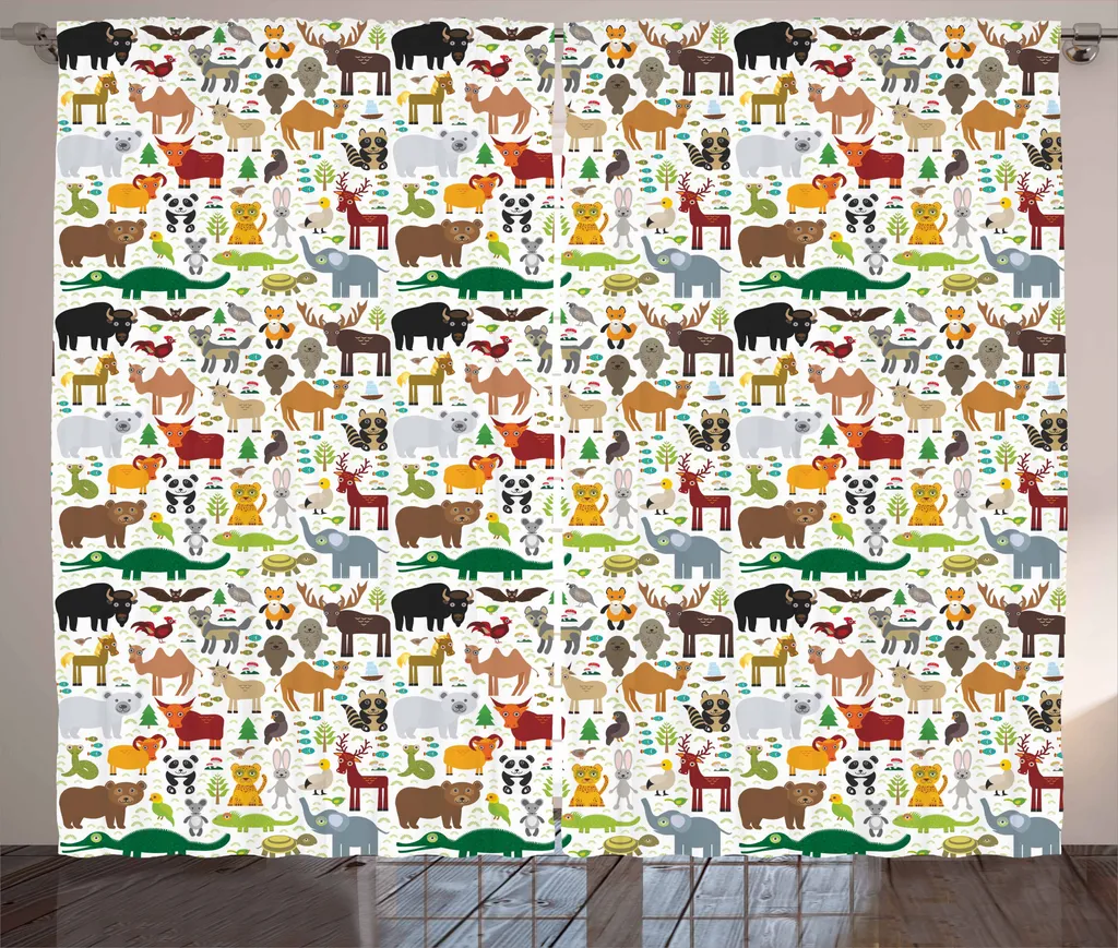Tenda Lavabile ABAKUHAUS Animali Selvaggi 280x175 cm per Casa