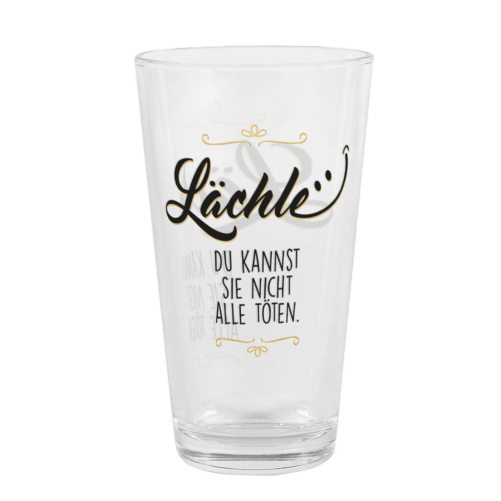 Leonardo Trinkglas mit lustigem Spruch – beidseitig bedruckt, 300 ml, hochwertiges Glas – Geschenkidee für Familie und Freunde