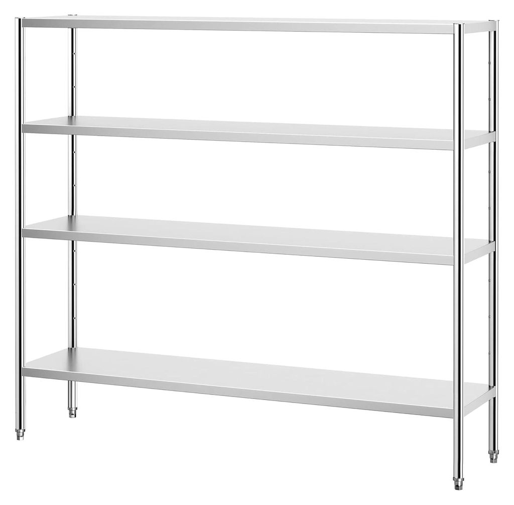 Edelstahlregal PREMIUM - 2000x490mm - mit 4 verstellbaren Ablagen