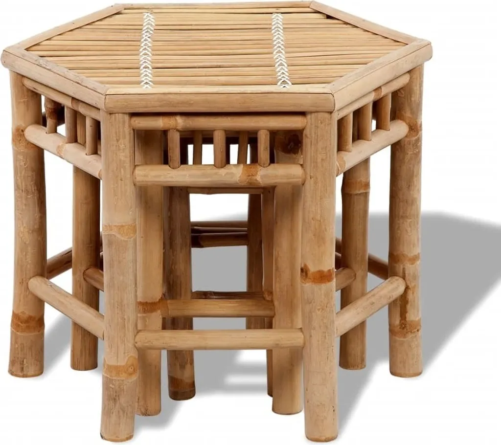 vidaXL Sgabello da Giardino 3 pz in Bambù - Set Sedute Esterno Rustiche