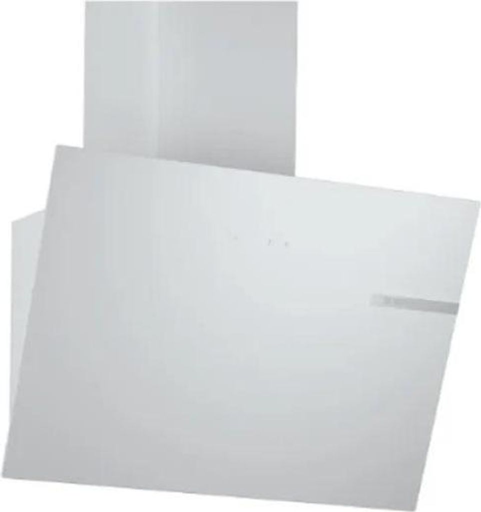 A white angled view of a modern range hood.
