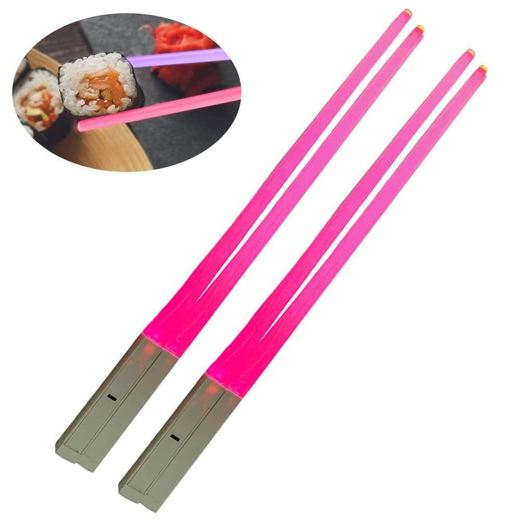 Wiederverwendbare Essstäbchen für Sushi, 2 Paar, pink