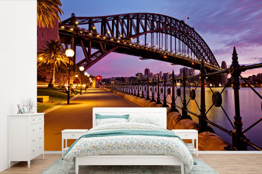 MuchoWow Fototapete für Wohnzimmer oder Schlafzimmer Wandtapete Vinyl Motivtapete Weg unter der Sydney Harbour Bridge in Australien - 525x350 cm...