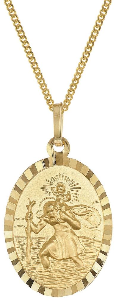 trendor 28960 Christophorus Anhänger Gold 333/8K Mit Vergoldeter Silberkette, 45 cm