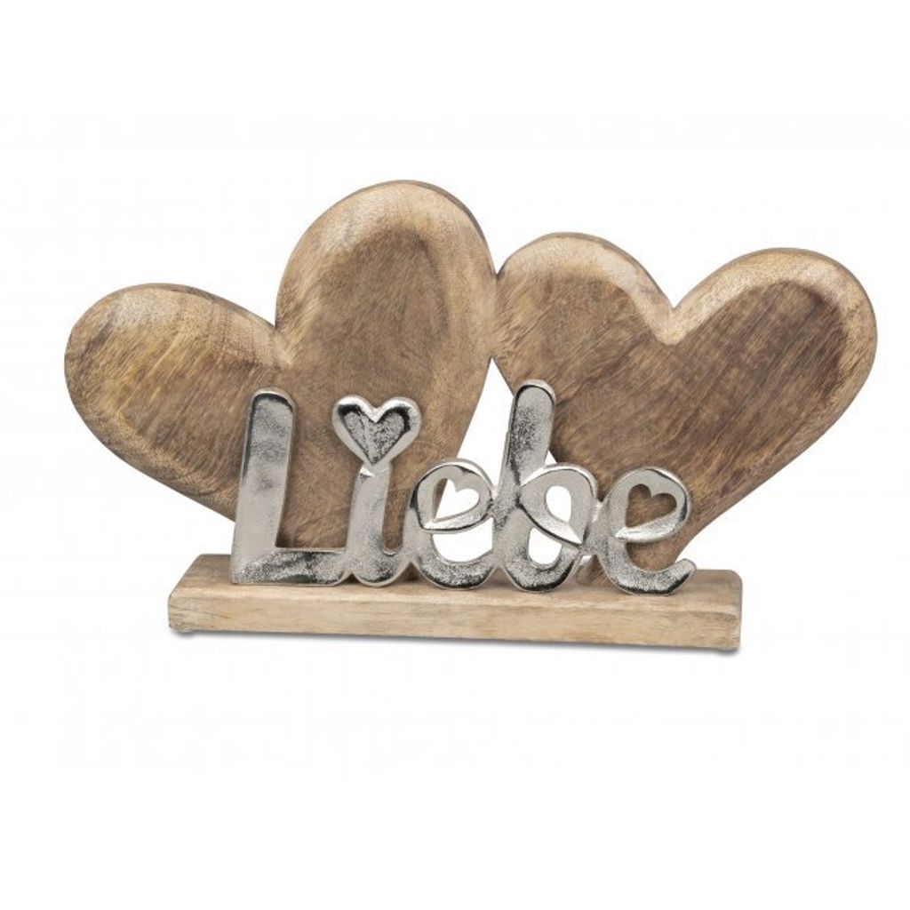 Formano - 2 Herzen Liebe Alu Mango-Holz