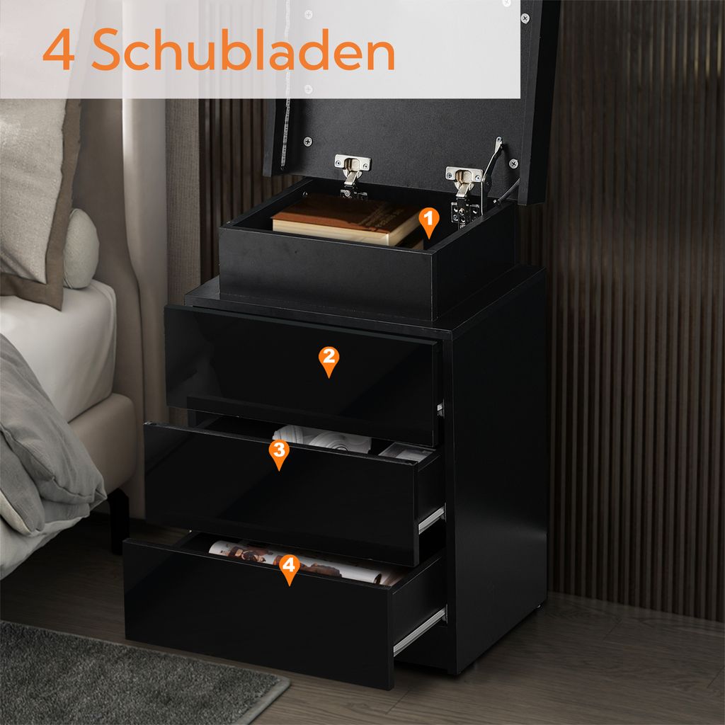 CLIPOP Nachttisch mit LED, 3 Schubladen, 1 Oberer Stauraum, Produktbild 12