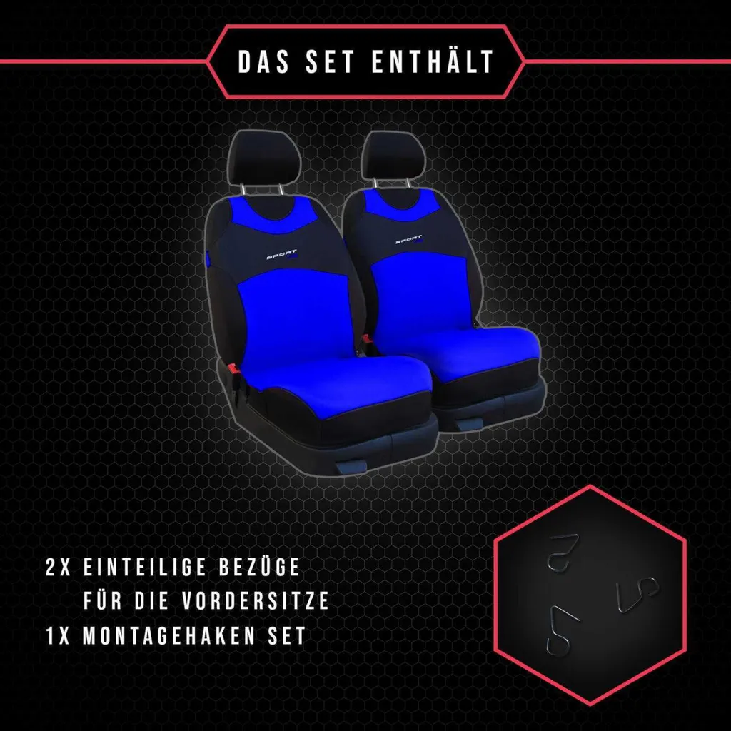 Coprisedili auto Coprisedili universali Auto Set Blu Anteriore 1+1 per Fiat Doblo - 6