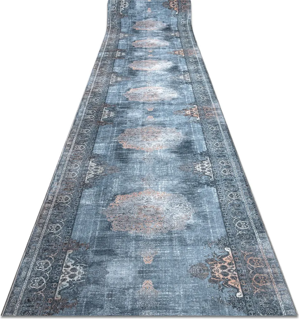 Lotus Rosette 47050 Gris - Tapis Caoutchouté Lavable 60x100 cm Antidérapant