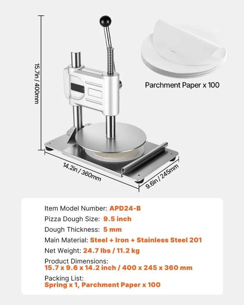 Formeuse à pizza manuelle - Laminoir professionnel 24cm inox robuste - 7