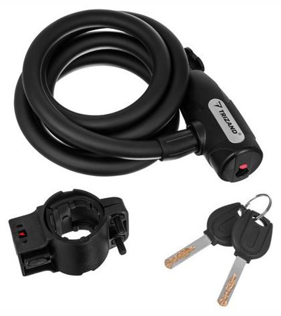 Trizand 27614 Fahrradschloss 150 cm, 12 mm, Stahl, schwarz Produktbild 