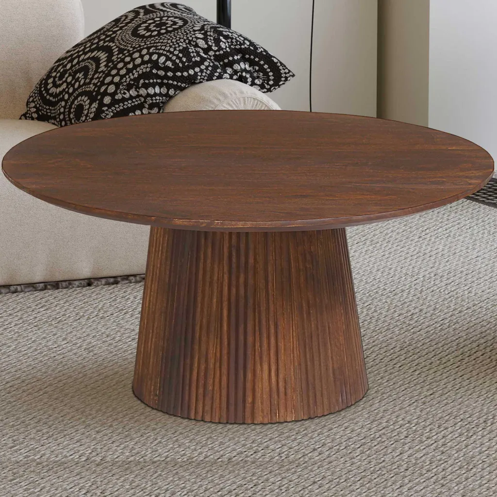 Table basse Miguel 80cm ronde marron clair pour salon chic et convivial - 2