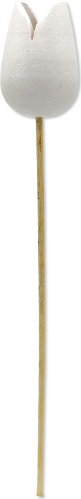 Holz Dekostecker Tulpe 4 x 36cm weiß Garten-Deko Blumen-Stecker künstlich Holzblume Tulip