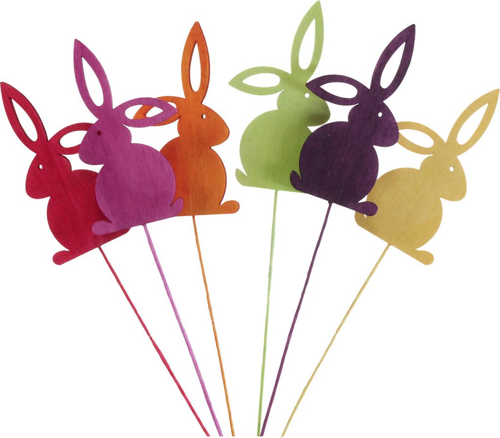 Osterhase Holz Blumenstecker Ostern Dekoration Pflanzenstecker 30,5cm 18 St