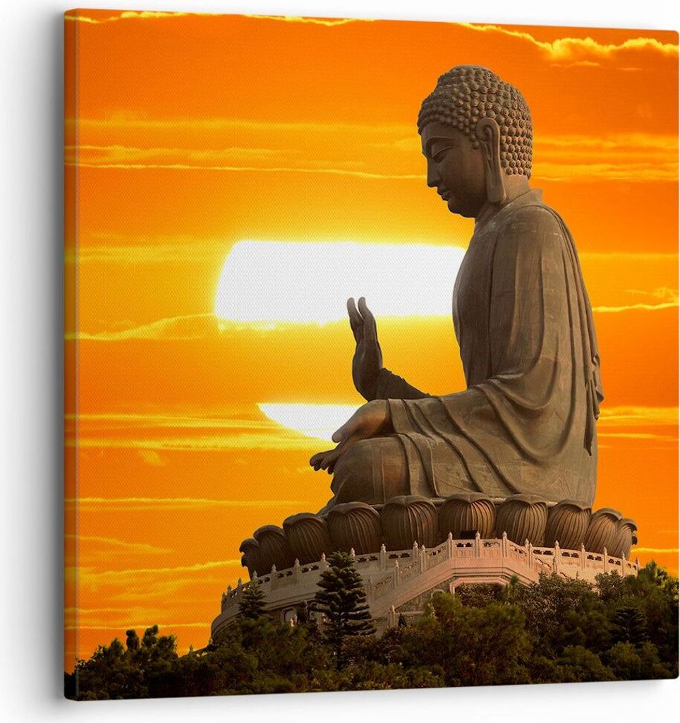 Bild auf Leinwand - Leinwandbild - tempel buddha - 30x30cm - Wand Bild - Wanddeko - Wandbilder - Leinwanddruck - Bilder - Kunstdruck - Wanddekorati...